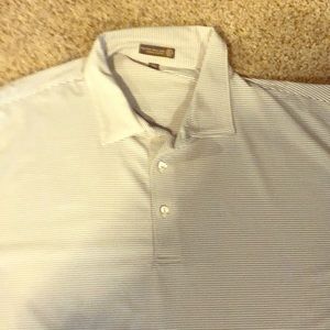 Peter Millar, men’s polo, white black stripe, XXL